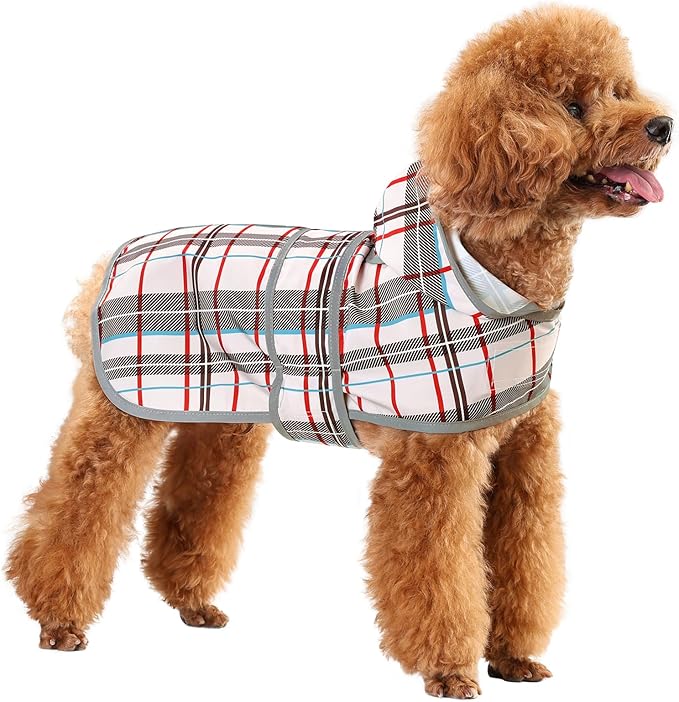 Dog Raincoat Hooded,Waterproof Rain Coat for Dogs with Adjustable Belly Strap,Reflective Strips, Lightweight Slicker Poncho Rain Jacket for Small Medium Large Dogs