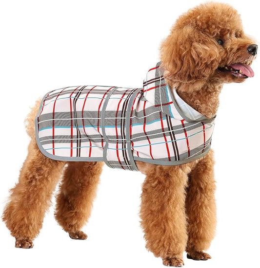Dog Raincoat Hooded,Waterproof Rain Coat for Dogs with Adjustable Belly Strap,Reflective Strips, Lightweight Slicker Poncho Rain Jacket for Small Medium Large Dogs