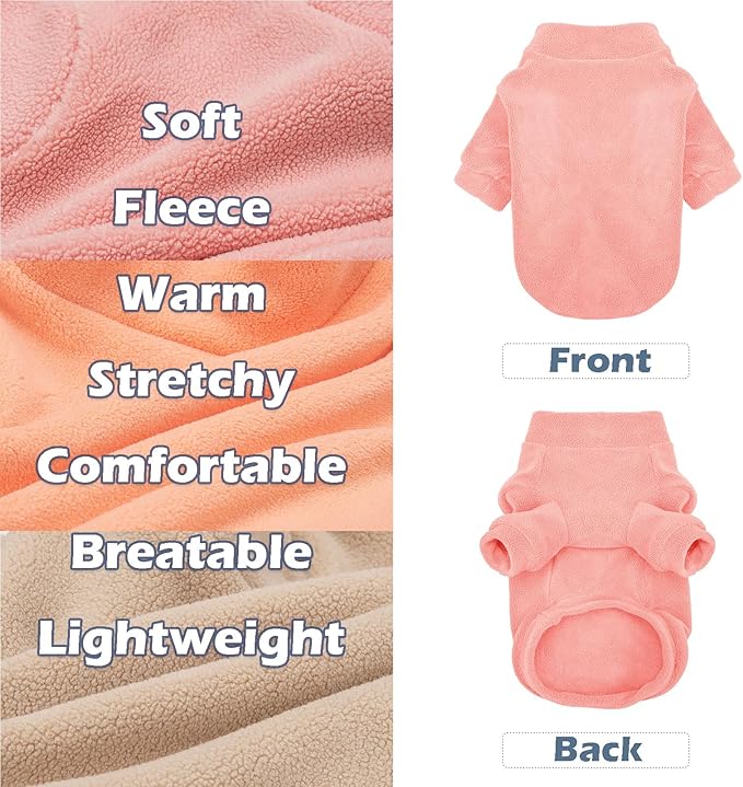 Dog Sweater, 3 Pack Dog Sweaters for Small Dogs Girl Boy, Ultra Soft Warm Puppy Clothes Coat for Winter (Peach+Lt Camel+Pink, XX-Large)
