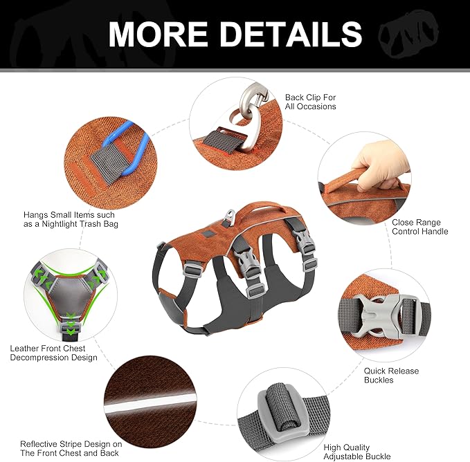 Escape Proof Dog Harness Small Sized Dog, Reflective No Pull Dog Vest with Handle, Lightweight Full Body Pet Harness Adjustable for Walking,Training(Blue,Chest:16-27")