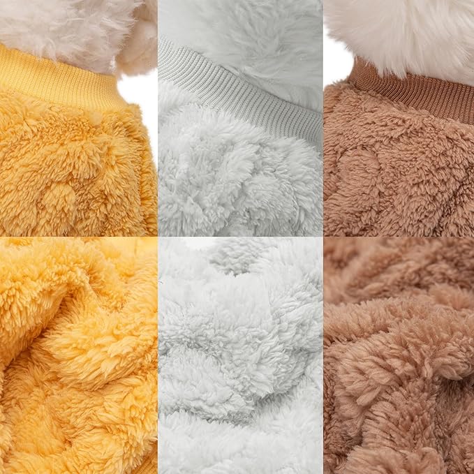 Dog Sweater, 3 Pack Dog Sweaters for Small Dogs or Cats, Girl or Boy, Warm Dog Clothes Shirt Coat for Winter Christmas (Beige, Coffee, Yellow, Large)
