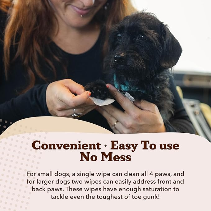 Natural Dog Paw Wipes -50 Ct- Organic, Vegan Pet Paw Wipes for Dogs, Eco-Friendly Dog Paw Wipes for Dogs, Ideal for Removing Dirt, Allergens & Moisturizes Dry Cracked Paws, Coconut Oil & Cocoa Butter