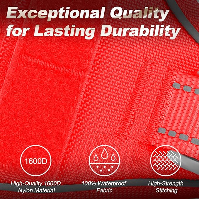 BARKBAY Service Dog Vest Tactical Dog Harness Medium Large Sized Dog Tags Personalized No Pull Adjustable Harness Reflective K9 Working Training Easy Control Military Molle System(Red,L