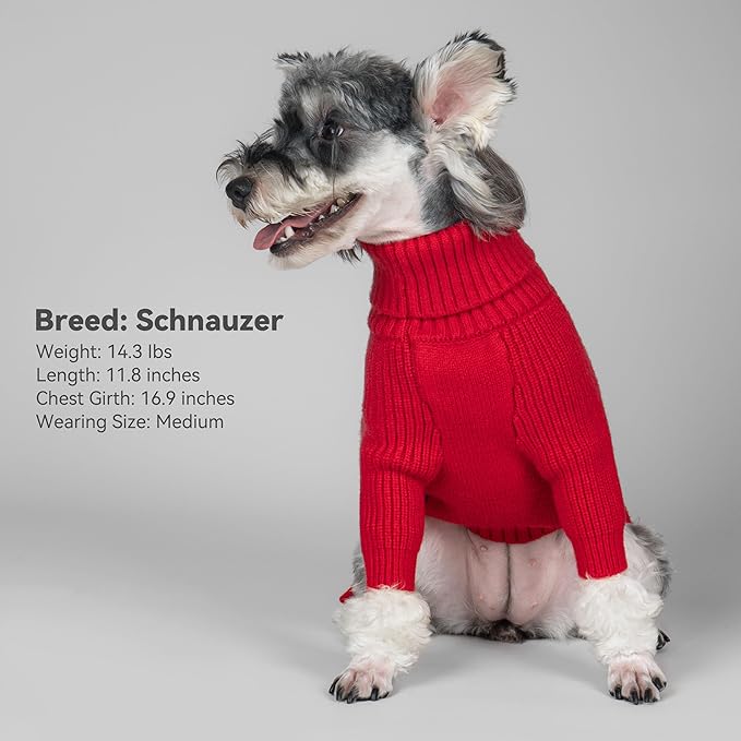 cyeollo 3XL Dog Sweaters for Large Dogs Girl, Stretchy & Cozy Warm Knit Doggy Sweater with Sleeves Turtleneck Fall Winter Cold Weather Big Dog Clothes Like Doberman Labrador, Red XXXL