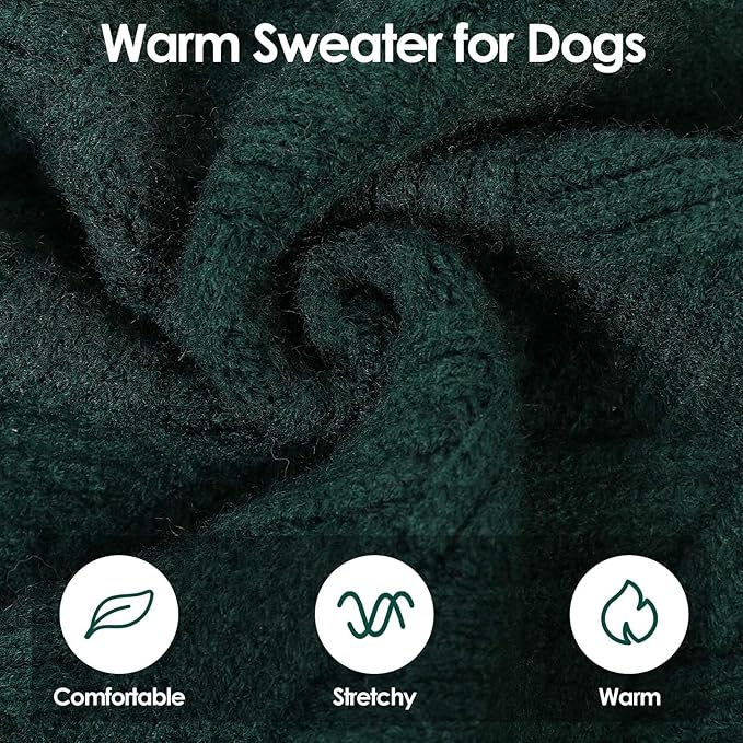 SUNFURA Dog Sweater, Christmas Sweaters for Large Dogs, Solid Color Dog Pullover for Fall Winter, Warm Sweatshirt Knit Turtleneck for Corgi, French Bulldog, Green L