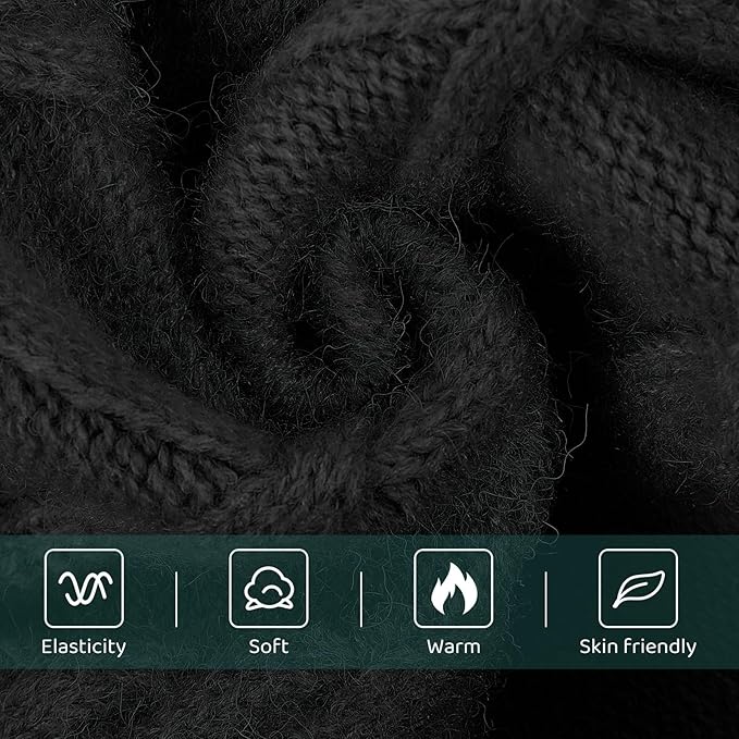 Queenmore Small Dog Pullover Sweater, Cold Weather Cable Knitwear, Classic Turtleneck Thick Warm Clothes for Chihuahua, Bulldog, Dachshund, Pug (Black, X-Large)