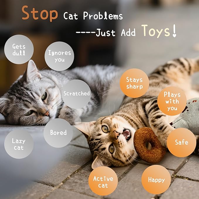 Cat Toys Funny Tools 3 Pcs, Horror Adult Cat Enrichment Catnip Toys with Crinkle Sound, Realistic Design Gifts for Bored Indoor Exercise, Halloween, Photo Moments (6.57")