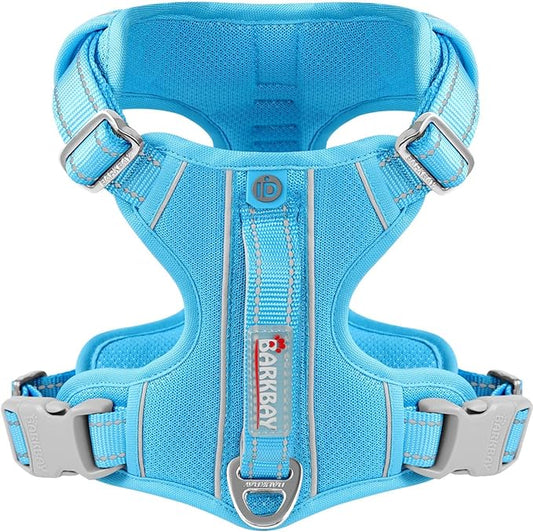 BARKBAY Dog Harness No Pull with ID Tag Pocket - Heavy Duty, Reflective, Easy Control for Large Dogs(Blue,S)