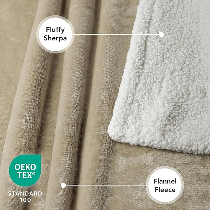 PetAmi Waterproof Dog Blanket for Medium Large XL Dog Puppy Cat Throw for Couch Cover Leakproof Protection, Sherpa Fleece, Reversible Soft Washable 80x60 Taupe