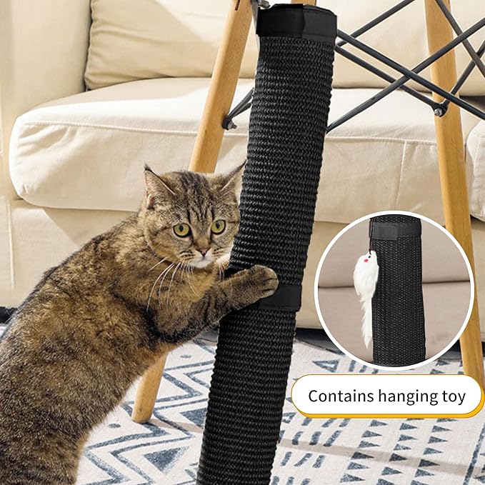 JanYoo 2 Pieces Cat Scratcher Mat for Table Leg Sisal Cat Scratching Pad Scratch Mat for Cat Scratch Pad Rug 19.69 × 9.84 in(Black)
