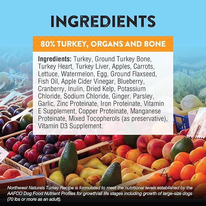 Northwest Naturals Freeze-Dried Turkey Dog Food - Bite-Sized Nuggets - Grain-Free, High-Protein, Raw Diet, Human-Grade, Limited Ingredients, All Natural, Made in The USA, Healthy & Nutritious - 25 Oz