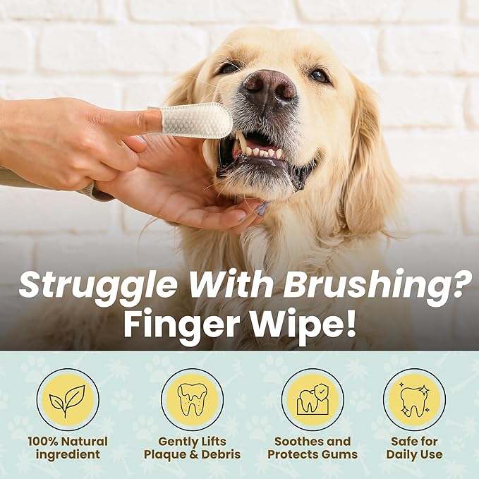 Dog Teeth Cleaning Wipes Ear Nose Paws Fur Cleaner Pure Coconut Oil 2 Packs of 50