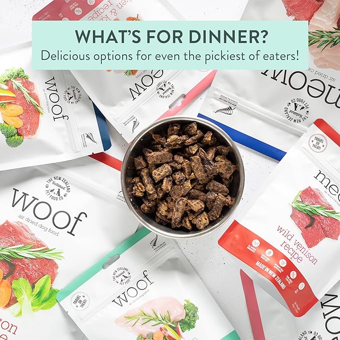 The New Zealand Natural Pet Food Co. Meow Air Dried Cat Food - Beef & Hoki Recipe - Topper, Mixer or as Cat Training Treats, All Life Stages - 26.5 oz