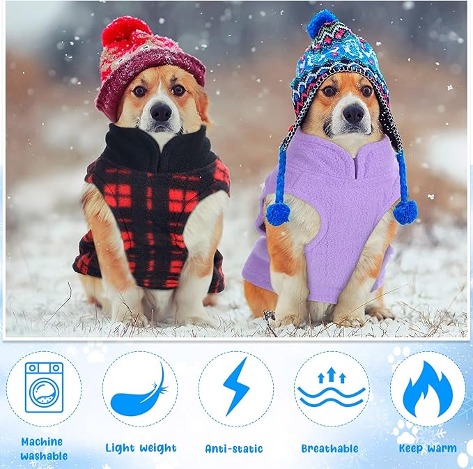 Reginary 10 Pack Large Dog Sweaters Fleece Pet Dog Clothes with Leash Ring Soft Warm Winter Puppy Plaid Shirt(Stylish)