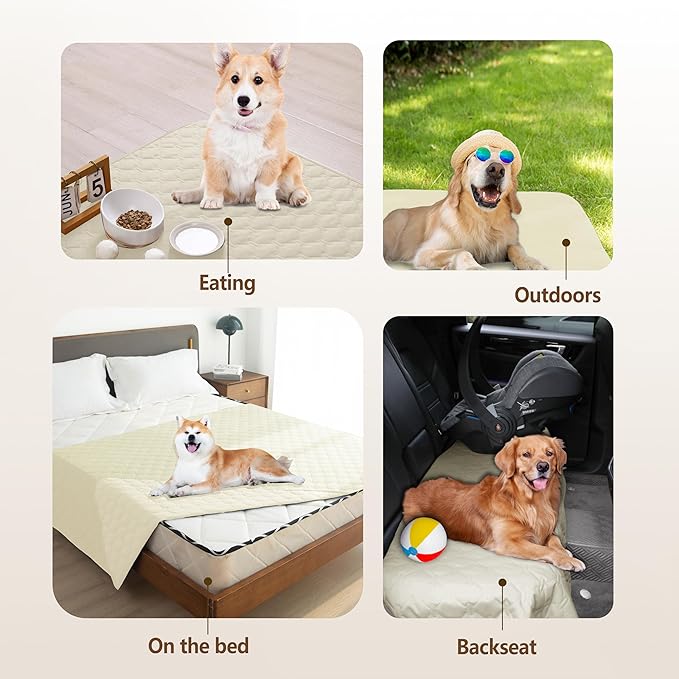 gogobunny 100% Double-Sided Waterproof Dog Bed Cover Pet Blanket Sofa Couch Furniture Protector for Puppy Large Dog Cat, Reversible (30x90 Inch (Pack of 1), Dark Cream/Light Cream)