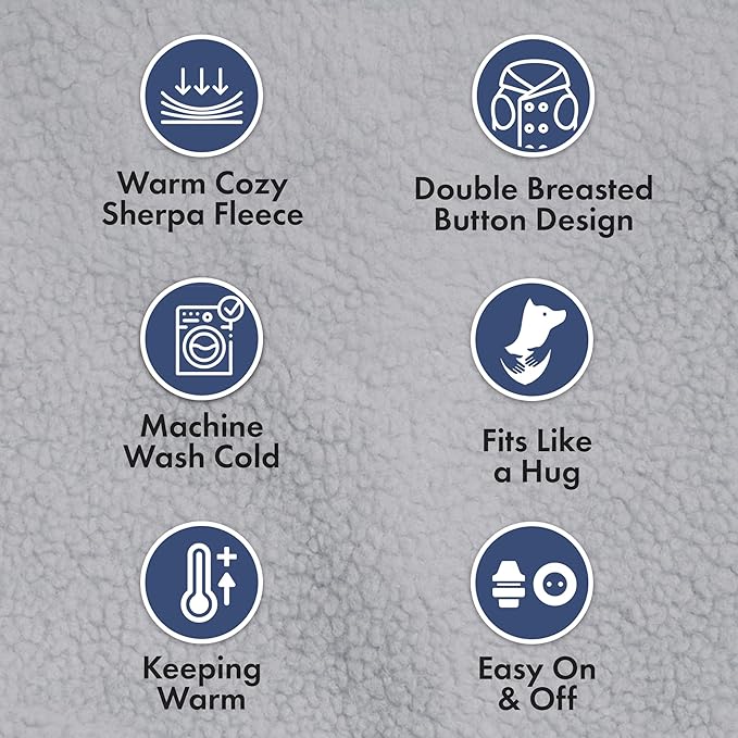 Spark Paws Teddy Dog Sweater, Sherpa Jacket Vest with Warm Fleece Lining, Winter Coat Suitable for Small Medium Large XL XXL Breeds - Grey - S