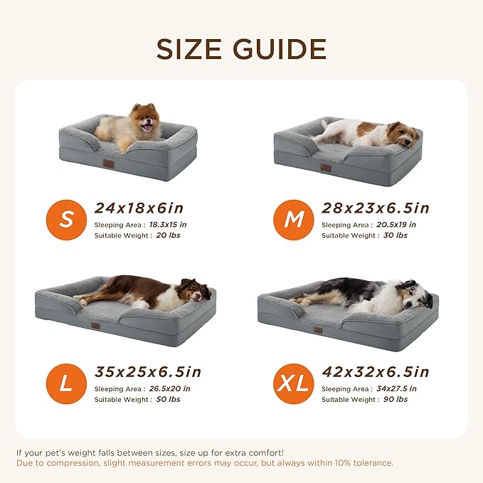 Bedsure Self Warming Orthopedic Dogs Bed for Small Dogs - Washable Small Dog Bed Waterproof, Comfort Pet Couch with Removable Cover, Supportive Foam Pets Sofa with Nonskid Bottom, Brown