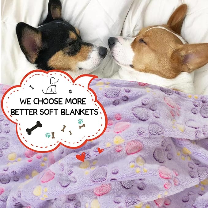 Rezutan 1 Pack 3 Blankets for Dogs, Dog Blanket for Medium Pet Cat, Premium Soft Fluffy Suitable for Dog Kennels & Beds, Gifts Puppy Blanket Essentials, 30x20inch, Tan/Purple/Brown