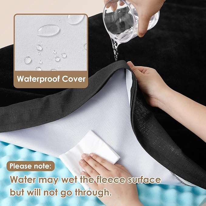 EHEYCIGA Waterproof Dog Bed Memory Foam 41x27, Orthopedic Dog Beds Mat for Extra Large Dogs with Removable Cover, Black