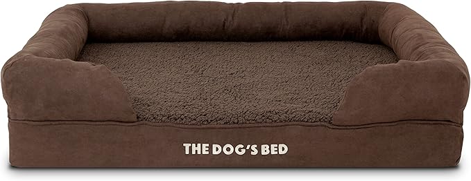 The Dog’s Bed, Large Brown Plush, Memory Foam, Pain Relief: Arthritis, Hip & Elbow Dysplasia, Post Surgery, Lameness, Supportive, Calming, Waterproof Washable Cover