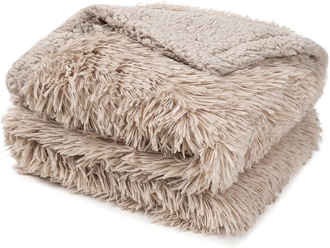 PetAmi Waterproof Dog Blanket for Large Dog, Calming Pet Blanket Bed Couch Cover Protector, Washable Sherpa Faux Fur Throw for Sofa Furniture Protection, Soft Fluffy 60x80 Taupe