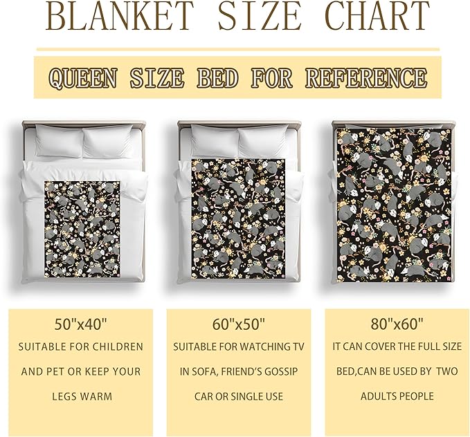 Opossum Blanket Gifts for Possums Lovers Soft Flannel Stuffed Animal Opossum Throw Blanket Birthday Gift Bedding Decor for Women Girls Kids Adults 50"x40"
