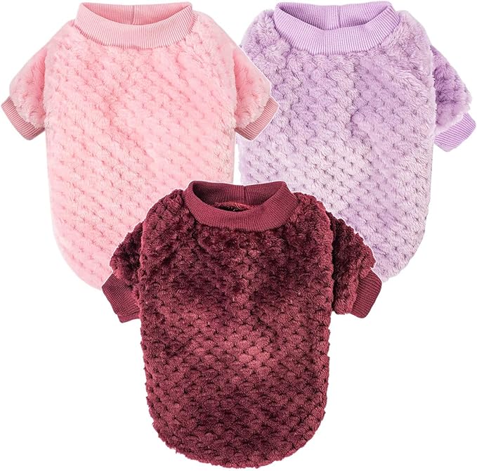 Dog Sweater, Dog Sweaters for Small Dogs, 2, 3 Pack Warm Soft Pet Clothes for Puppy, Medium Large Cat, Dogs Girl or Boy, Dog Shirt for Winter Christmas (Pink+Purple+Red, X-Large)