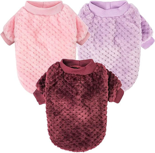 Dog Sweater, Dog Sweaters for Small Dogs, 2, 3 Pack Warm Soft Pet Clothes for Puppy, Medium Large Cat, Dogs Girl or Boy, Dog Shirt for Winter Christmas (Pink+Purple+Red, X-Large)