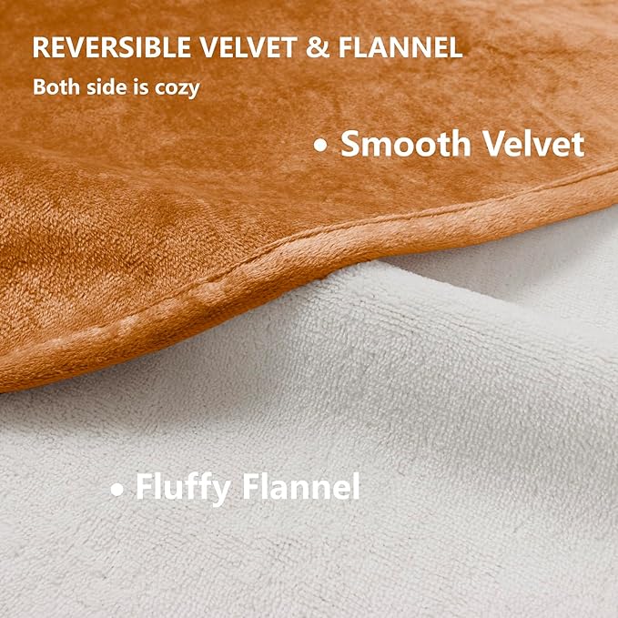 Waterproof Blanket for Bed Protection, Washable Dog Blankets for Couch, Soft Reversible Pet Throw Furniture Protector Cover for Sofa-82"x108",Orange+Cream