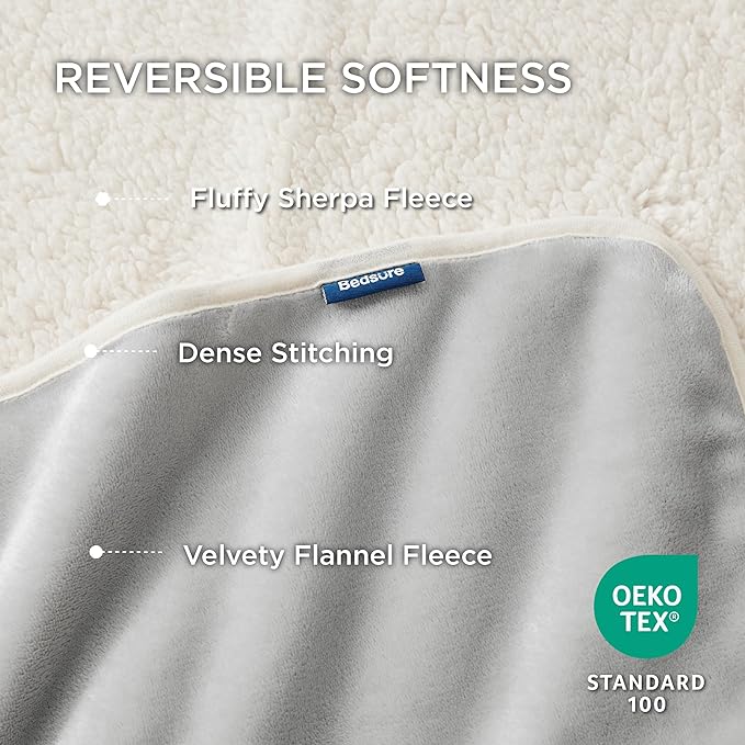 Bedsure Waterproof Dog Blankets for Medium Dogs - Medium Cat Blanket Washable for Couch Protection, Sherpa Fleece Puppy Blanket, Soft Plush Reversible Throw Furniture Protector, 30"X40", Light Grey