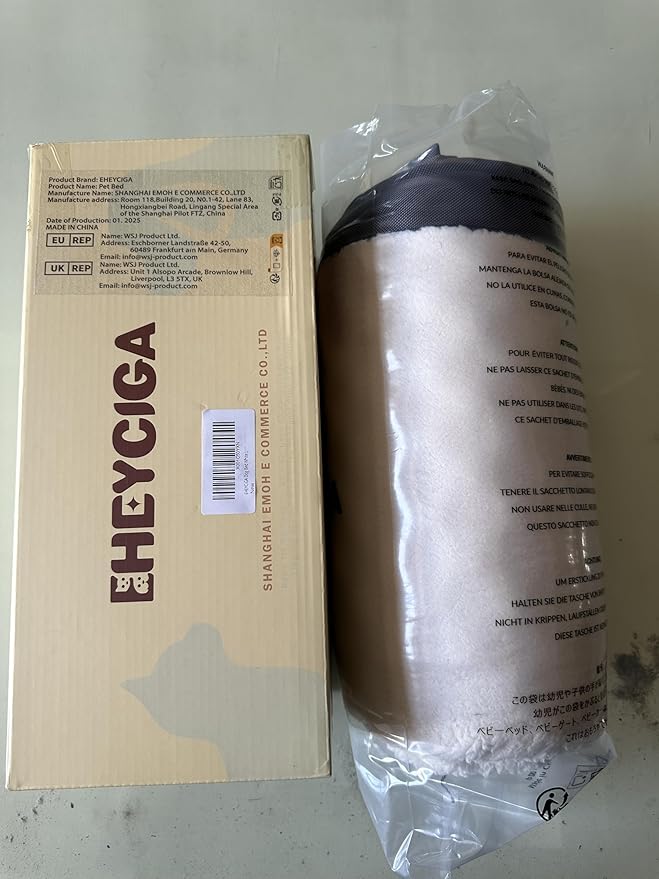 EHEYCIGA Orthopedic Dog Beds for Large Dogs with Removable Washable Cover for Crate, Beige, 35x23