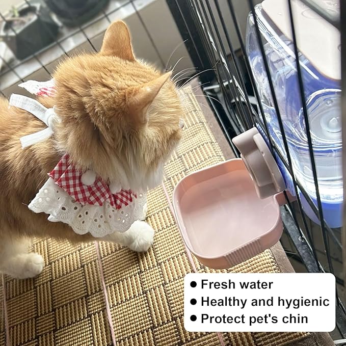 35oz Rabbit Water Bottle, Pet Hanging Automatic Water Dispenser for Small Animal Ferret Guinea Pig Chinchilla Dog Cat (Cage Grid Spacing 1.1''-2.1'') (Blue-Pink)