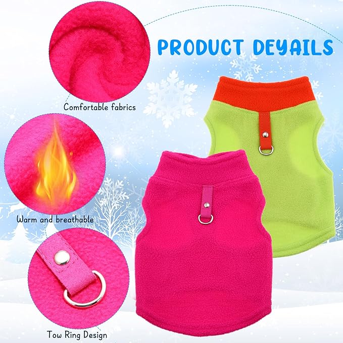 Reginary 10 Pack Small Dog Sweaters Fleece Pet Dog Clothes with Leash Ring Soft Warm Winter Puppy Plaid Shirt(Bright)