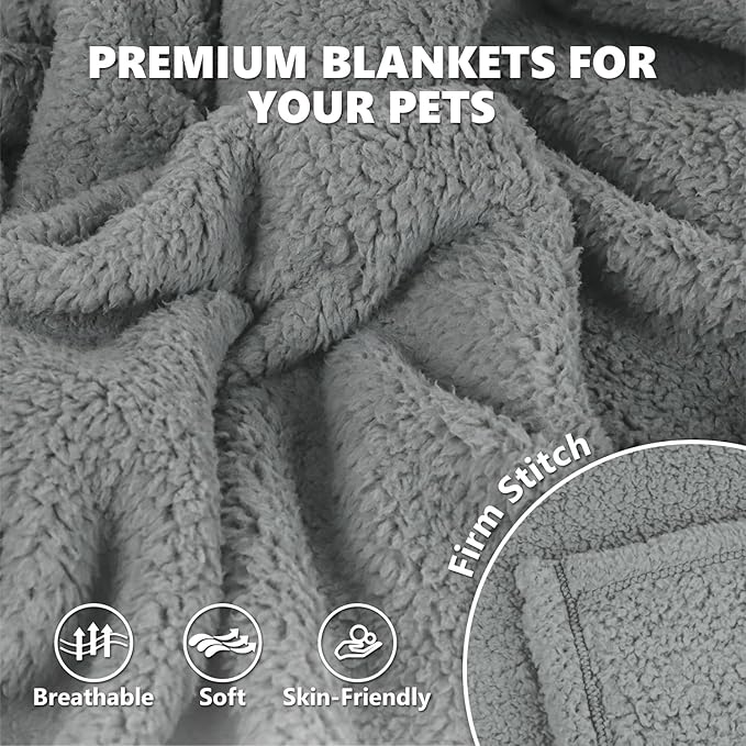 FurryBaby 1 Pack 2 Pet Blankets for Small Dogs and Cats - Super Soft Premium Sherpa, Washable Fleece Dog and Cat Blankets (24"x32", Grey)