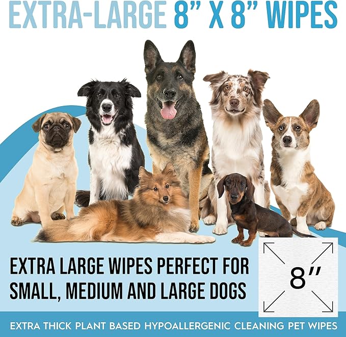 Dog Wipes for Paws and Butt Ears Eyes | Organic Pet Wipes for Dogs | Dog Wipes Cleaning Deodorizing | Extra Thick Paw Wipes for Dogs Cats Pets