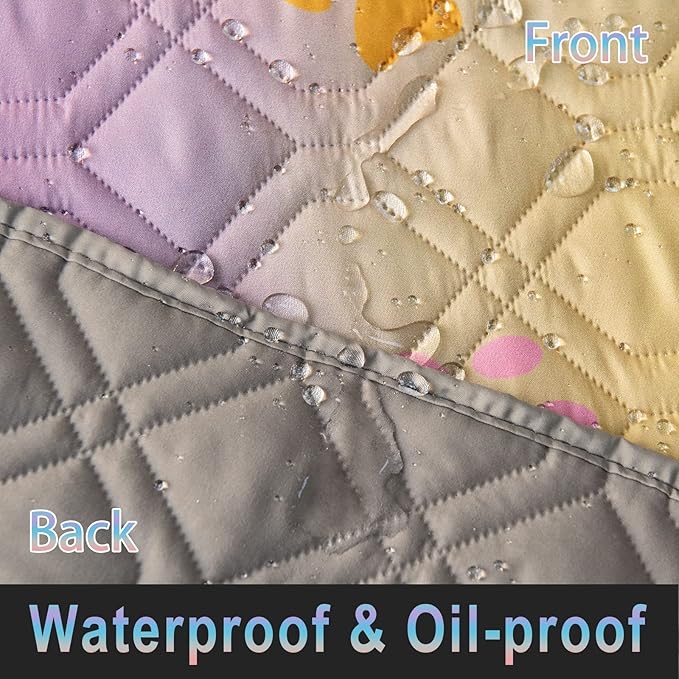 Waterproof Dog Bed Cover 30x70 inch Reversible Pad Reusable Camping Mat for Kids/Pet/Dog/Cat Washable Geometric Embroidery Blanket Patchwork Rainbow Dog Paw Printed+Gray