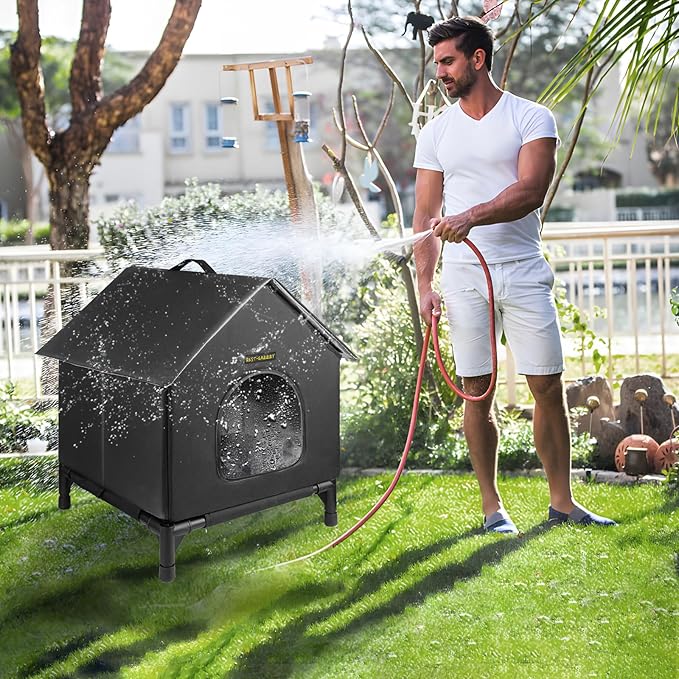 Rest-Eazzzy Heated Cat House for Indoor Cats, Waterproof, Fully Insulated Shelter, Great for Cat Houses and Cat Beds (Black, Medium)