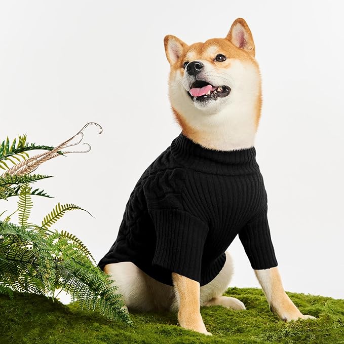 Haloumoning Classic Knit Pullover Dog Sweater, Turtle-Neck Dog Christmas Sweater, Warm Soft Sweaters for Girl Boy for Small Medium Large Dogs
