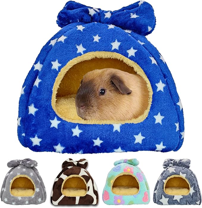 Guinea Pig Bed, Guinea Pig Hideout House Accessories Warm Bed for Small Animals Hamsters Chinchillas Dwarf Bunnies Hedgehogs. M, NavyBlue