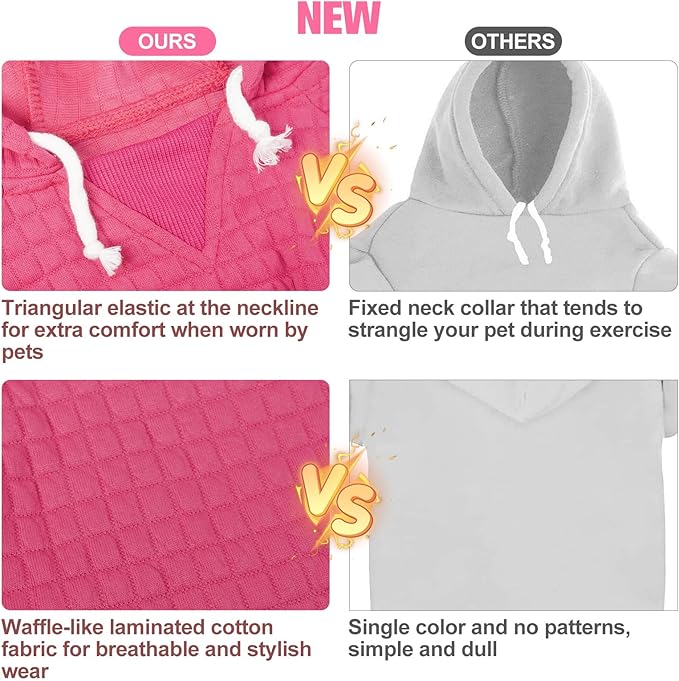 BEAUTYZOO Dog Sweaters for Large Dogs Girls Boys, Warm Winter Dog Hoodie Sweatshirt with Pocket & Leash Hole,Soft Waffle-Like Laminated Cotton Pet Clothes for Big Breeds Indoor Outdoor Cold Weather