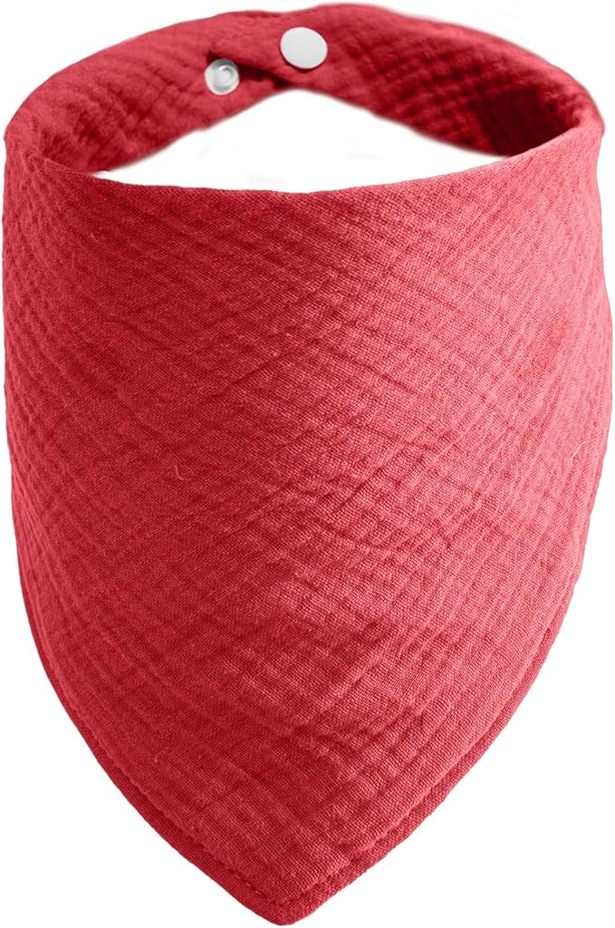 Pet's Cotton Bandanas with Adustable Button for Medium Dog Solid Color Dogs Scarf,WineRed,Medium