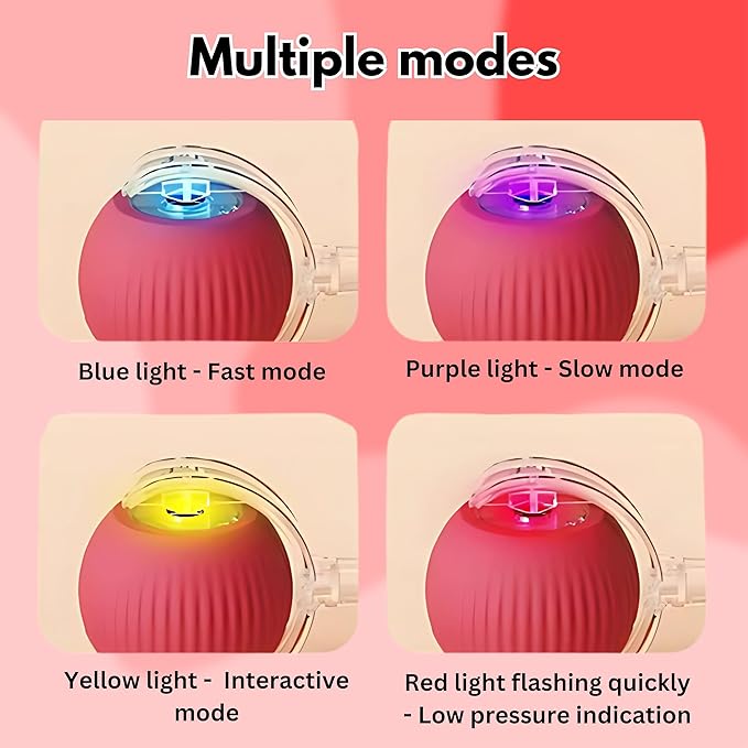 Speedy Tail 2.0 Cat Toy, 360°Automatic Rolling Ball, Smart Interactive Cat Toy, Smart Jumping Ball for Dogs, Speedy Tail 3.0, Automatic Dog Walker (Red)