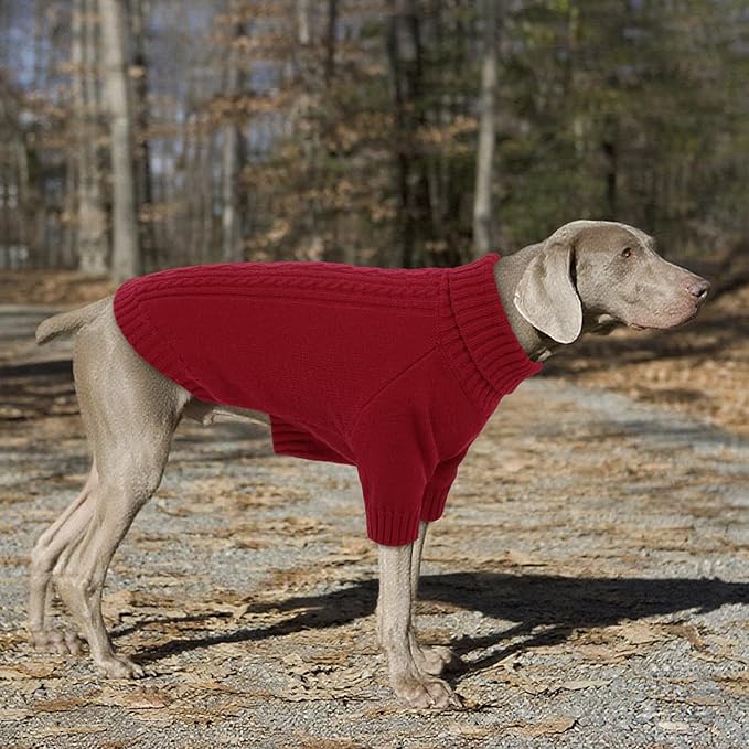 SAWMONG Dog Sweater for Small Dogs, Turtleneck Knitted Pullover Sweater Sweatshirt, Classic Winter Warm Pet Sweater for Boy Girl Cat Sweater (Red, XS)