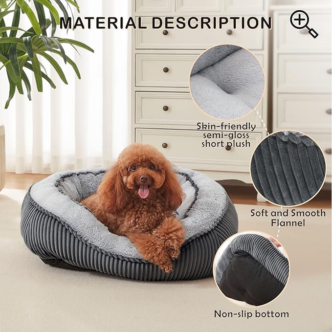 SIWA MARY Dog Beds for Small Medium Large Dogs & Cats. Washable Pet Bed, Orthopedic Dog Sofa Bed, Luxury Wide Side Fancy Design, Soft Calming Sleeping Warming Puppy Bed, Anti-Slip Bottom