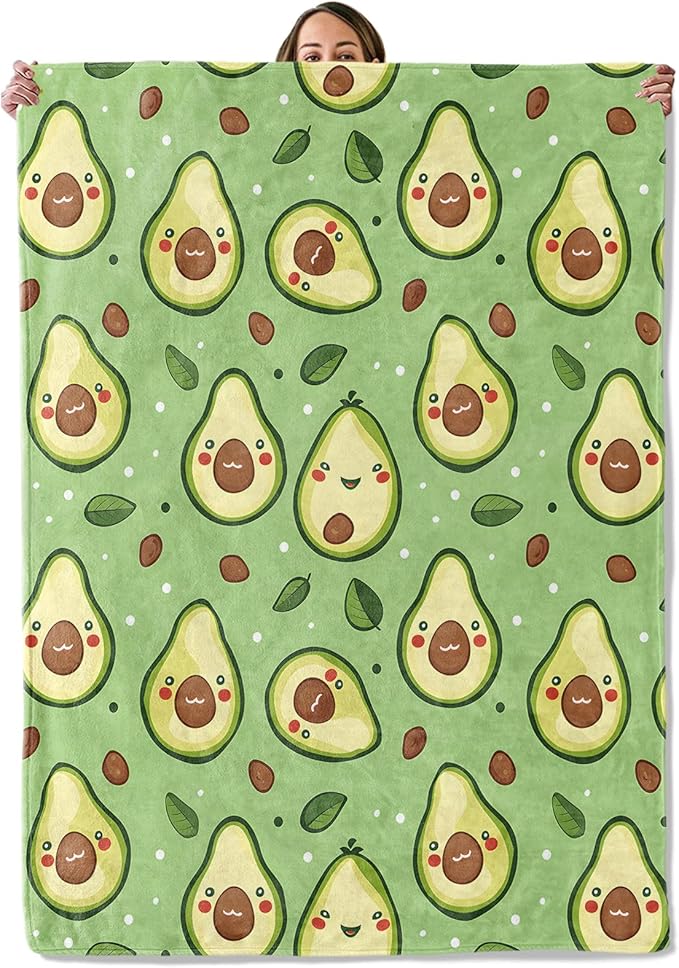 Avocado Gifts, Cute Avocado Blanket for Adults Women Kids, 80x60 in, Cozy Fuzzy Warm Soft Throw Blankets for Bedroom, Camping, Couch, Decor
