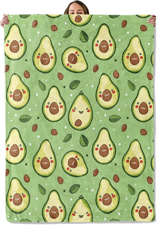 Avocado Gifts, Cute Avocado Blanket for Adults Women Kids, 50x60 in, Cozy Fuzzy Warm Soft Throw Blankets for Bedroom, Camping, Couch, Decor