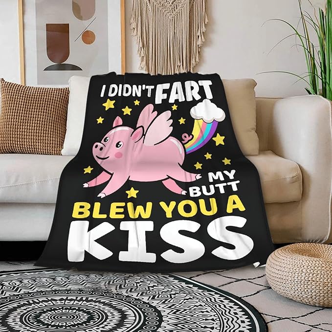 Funny Pig Blanket Gift for Girls Boys- 50x60 Inches Soft Flannel Throws Blankets Funny Gift for Teen Women Men Adult Cute Pig Lover Gifts for Birthday Christmas Halloween Bed Sofa Couch