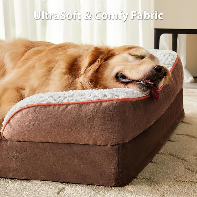 Orthopedic Dog Bed for Medium Dogs, Egg Crate Foam Bed for Medium Dogs, Equipped with Removable Waterproof Pillow Cover and Anti-Slip Bottom, Pet Bed