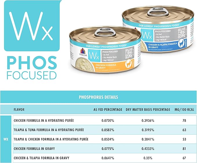Weruva Wx Phos Focused Chicken Formula in Gravy 5.5oz Can, Pack of 8