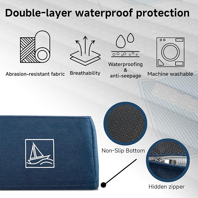 Orthopedic Dog Bed for Large Dogs, 7-Inch Thick Waterproof Dog Mattress with Pocket Springs & Memory Foam, Removable Washable Cover, Non-Slip, Durable Pet Bed for Indoor(Blue, X-Large)